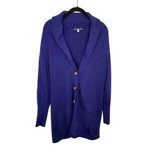 Eileen Fisher Cashmere Cotton Blend Cardigan Size Medium Royal Blue Sweater